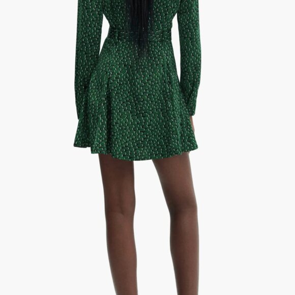 Mango Geo Print Long Sleeve Belted Shirtdress - Picture 2 of 2